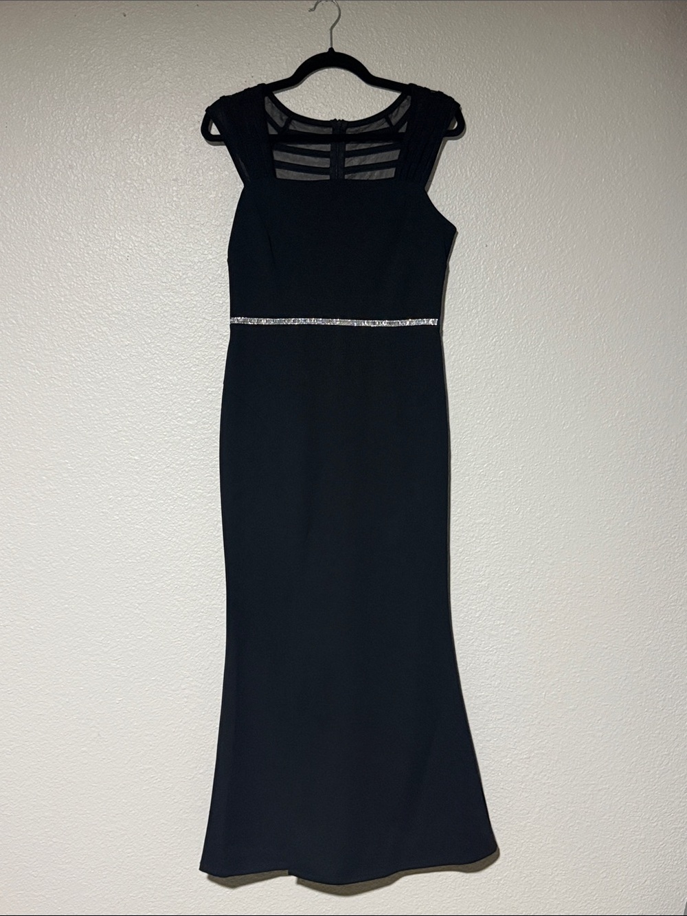 Black Evening/Cocktail Maxi Dress with Crystal Waistband